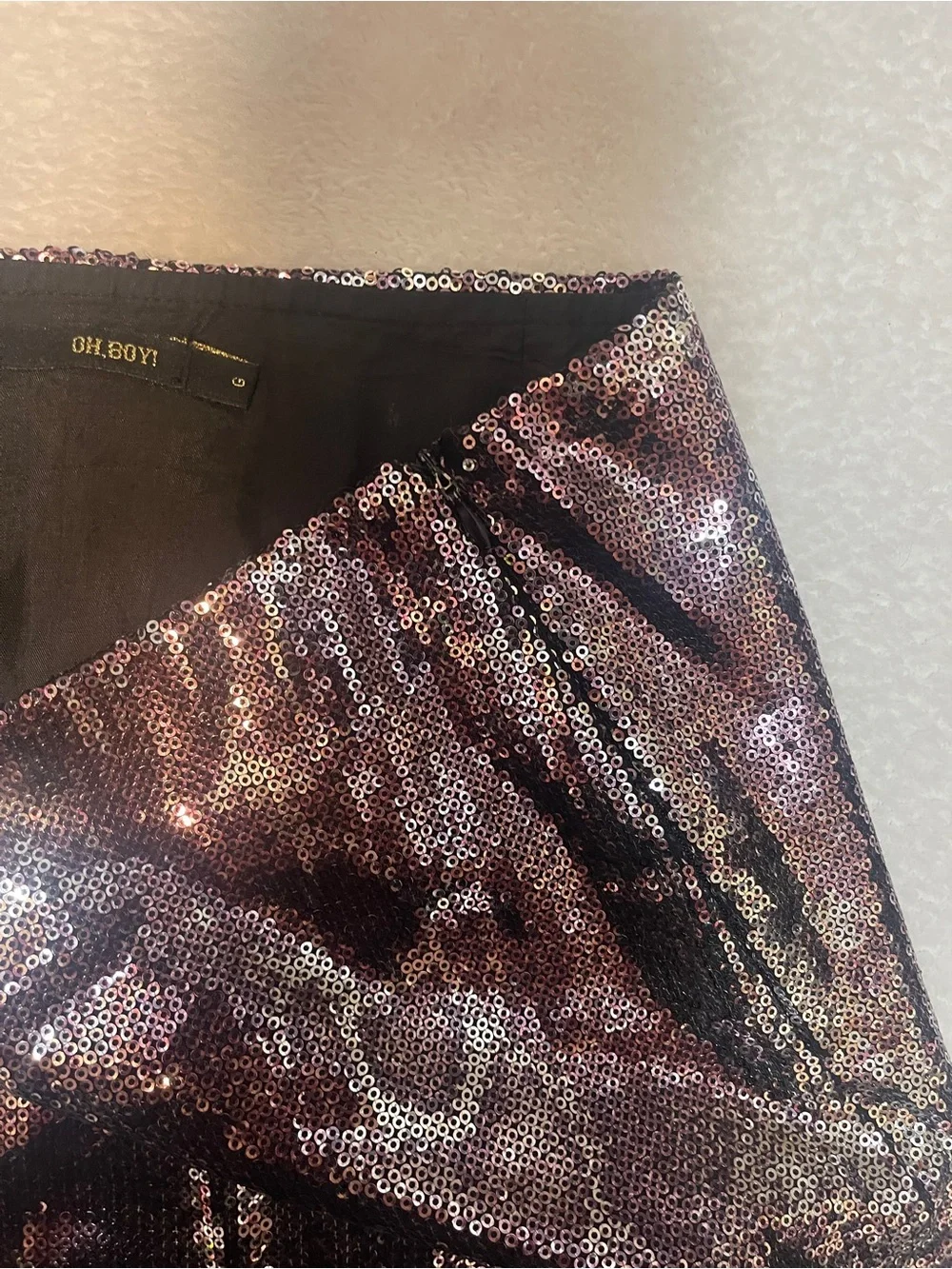 Oh Boy! Snakeskin Print Sequin Party Event Cocktail Mini Skirt Women's Large‎